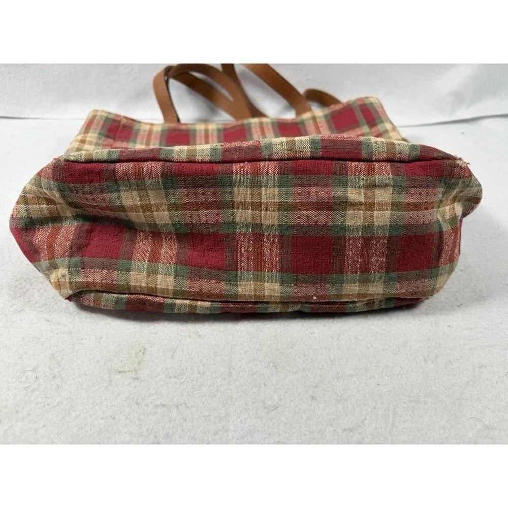 Vintage Longaberger Plaid Tote/Purse Shoulder Strap 2 Interior Pockets USA